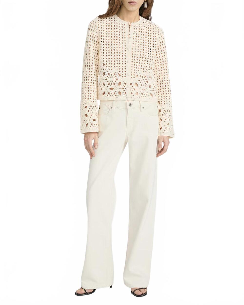 NEW FRAME postcard cropped cardigan in cream